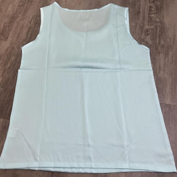 Satin Tank Top Blouse Blue Size Small - Picture 2 of 3